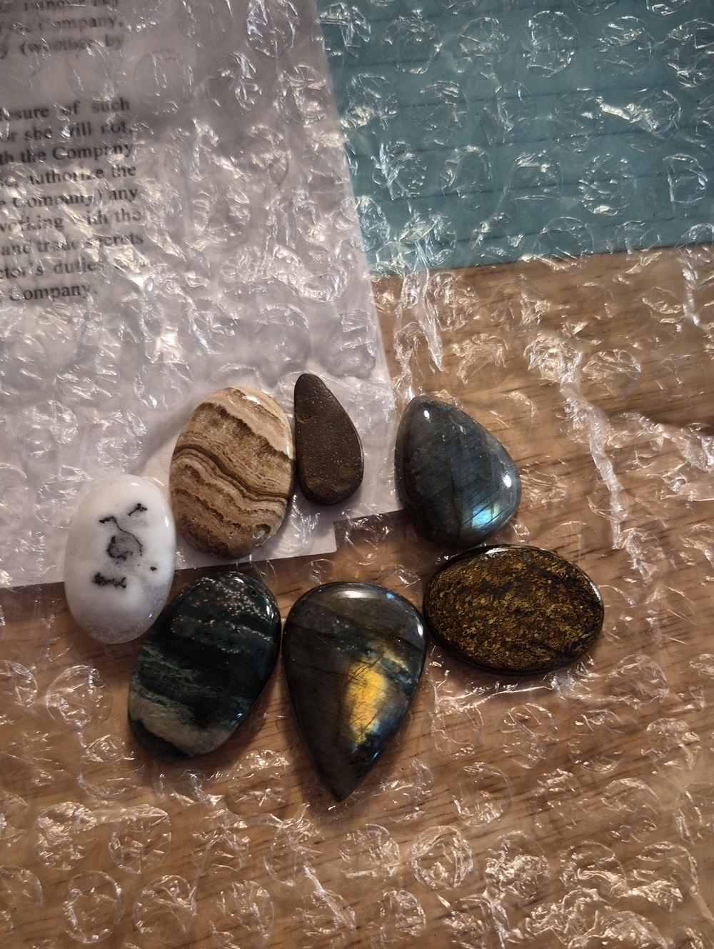 Polished Assorted Gemstone Cabachon Stones - Blue, Gold, Green, White, Brown